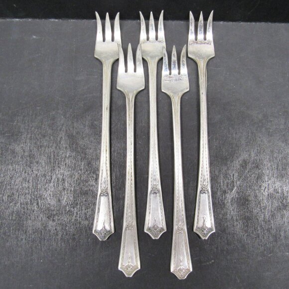 Vintage R.C.Co Bouquet Silver Plate 6 Inch 3 Prong Cocktail Fork Lot of 5 - Picture 8 of 8